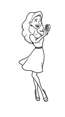 Beautiful woman dancing black and white vector illustration elegant graceful artistic silhouette design
