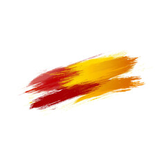 a red and yellow flag with brush strokes, resembling the flag of spain, on a white background. 