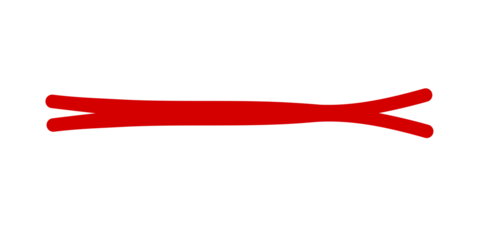 Red abstract double-ended line stroke for decorative highlight, abstract poster design, doodle art, divider element, and modern graphic layout