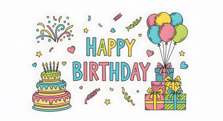 Vector illustration of a happy birthday banner