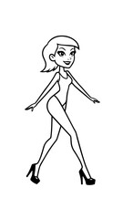 Beautiful woman dancing black and white vector illustration elegant graceful artistic silhouette design