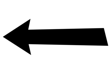 Black left arrow symbol for direction icon, navigation sign, infographic element, poster design, and graphic layout