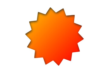 Orange gradient starburst badge vector shape for discount tag, promotional label, sale sticker, price tag design, and marketing graphics