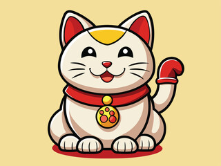 Cute Japanese Lucky Cat Illustration Maneki Neko