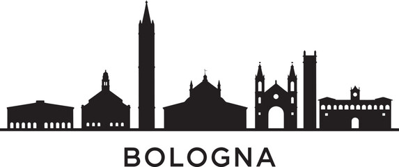 Bologna Skyline Silhouette Vector Illustration with Cityscape Landmarks and Urban View