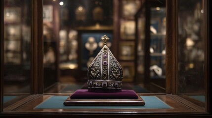 Explore Ancient Heritage: Majestic Crown Showcased for Historical Preservation and Cultural Tourism, Perfect for Museum Exhibits and Educational Materials