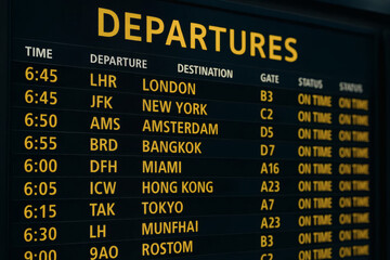Airport departures board flights