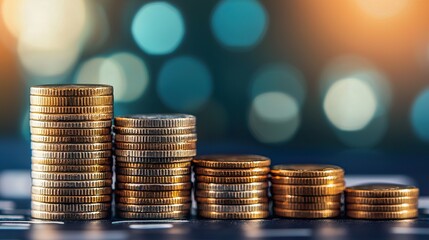 Financial savings visualized as a waterfall of coins, abundance, continuous growth, 