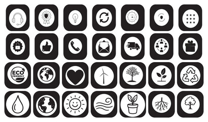 Eco Technology and Sustainability Icons Set &ndash; Renewable Energy, Solar Power, Recycling, and Green Living Symbols&rdquo;