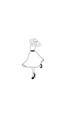 Beautiful woman dancing black and white vector illustration elegant graceful artistic silhouette design