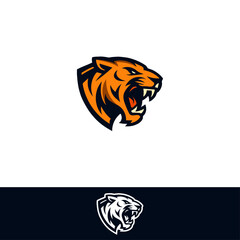 Aggressive Roaring Tiger Head Esport Mascot Logo with two backgrounds. 