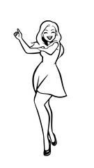Beautiful woman dancing black and white vector illustration elegant graceful artistic silhouette design