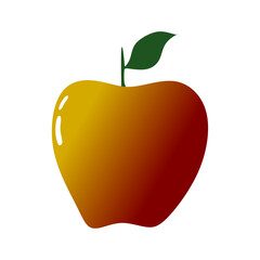 Apple Icon Isolated Vector Illustration, red on yellow  Apple, Sweet Fruits, Tropical Fruits, Apple Snacks or Vegetarian Nutrition