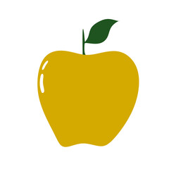 Apple Icon Isolated Vector Illustration, yellow Apple, Sweet Fruits, Tropical Fruits, Apple Snacks or Vegetarian Nutrition