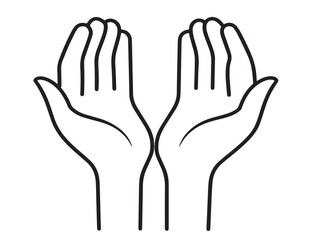 Protection and support hands symbol in minimal vector line drawing