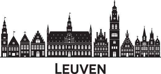 Leuven Skyline Silhouette Vector Illustration Belgium Cityscape Landmark Architecture Design Travel Destination