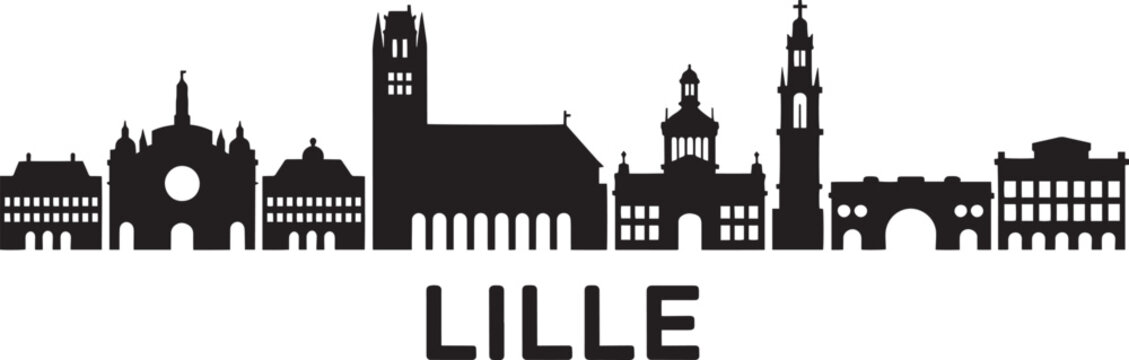 Lille Cityscape Silhouette Vector Illustration A Detailed Cityscape Depiction of French Urban Architecture