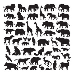 Large Wildlife Silhouettes Vector Collection – Safari and Forest Animals Clipart