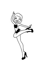 Beautiful woman dancing black and white vector illustration elegant graceful artistic silhouette design
