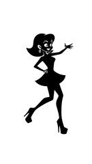 Beautiful woman dancing black and white vector illustration elegant graceful artistic silhouette design
