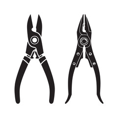 Silhouette pliers isolated on white background. Silhouette pliers icon.