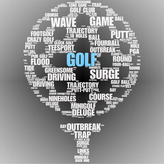 word cloud illustration about golf