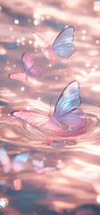 Delicate Butterflies Dance on a Rose-Gold Surface