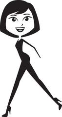Beautiful woman dancing black and white vector illustration elegant graceful artistic silhouette design
