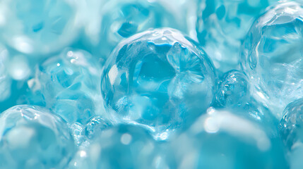 Close-up of Transparent Light Blue Jelly Beads