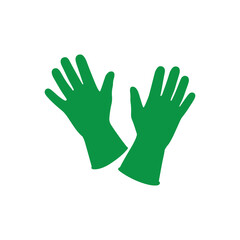 Obraz premium Green gloves silhouette icon vector flat design.