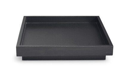 Empty black square wooden tray