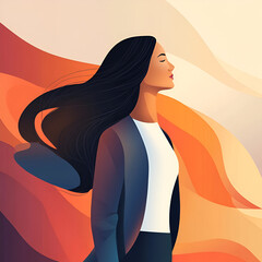 Beautiful illustration of a woman, ideal for use in Pink October campaigns