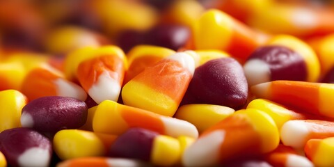 Pile of candy corn with a mix of orange and purple