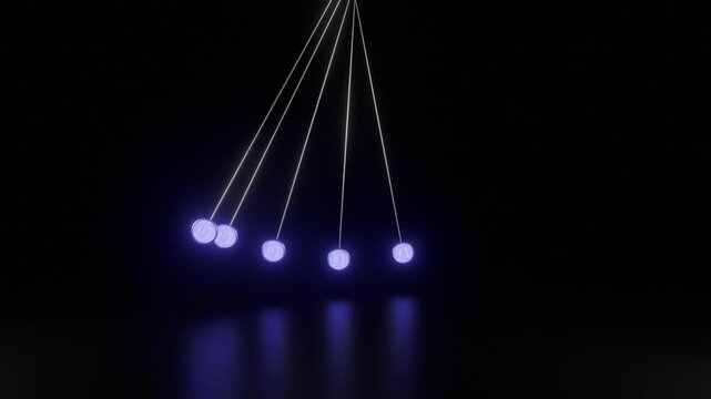 Glowing Pendulum Wave Motion Physics Animation on Dark Background. Loopable. 4K
