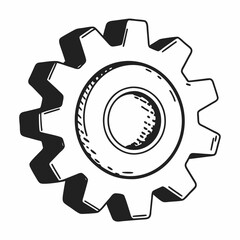 Bold gear symbol representing engineering, industry, and machine work, perfect for logo or icon design