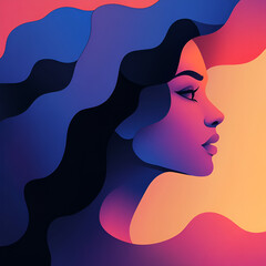 Beautiful illustration of a woman, ideal for use in Pink October campaigns