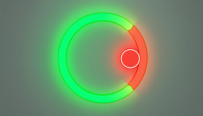 Dynamic progress indicator with glowing neon circle and vibrant light effects