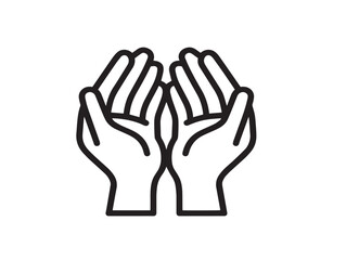 Hands holding vector art symbol created with beautiful clean line details