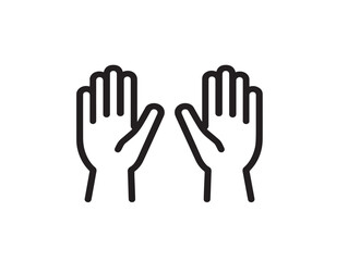 Elegant hands up vector icon illustration in stylish minimal line design