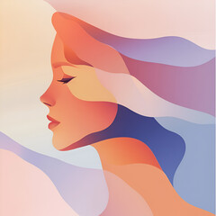 Beautiful illustration of a woman, ideal for use in Pink October campaigns