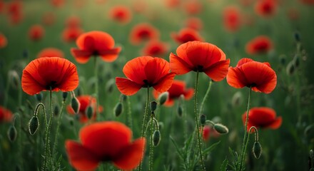 Obraz premium Red poppy field