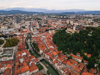 Drone photo of Ljubljana Slovenia, Aerial photography