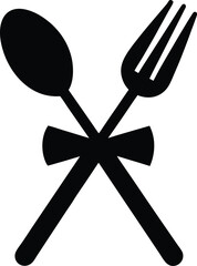 Crossed Spoon and Fork Silhouette Icon