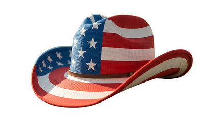cowboy hat in the colors of the US flag on a white background