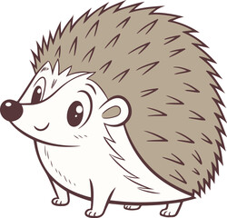 Cartoon Hedgehog Character with Spiky Fur and Cute Expression