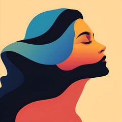 Beautiful illustration of a woman, ideal for use in Pink October campaigns