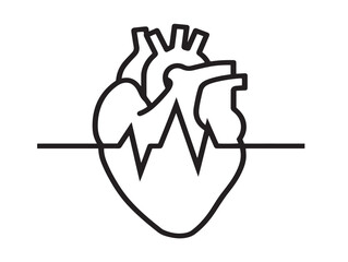 Minimalist heart attack artwork created in clean elegant line details