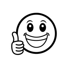 Smiling face giving a thumbs up gesture on transparent background