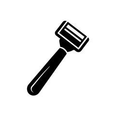Simple black razor illustration on transparent background