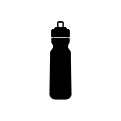 Black silhouette water bottle on transparent background
